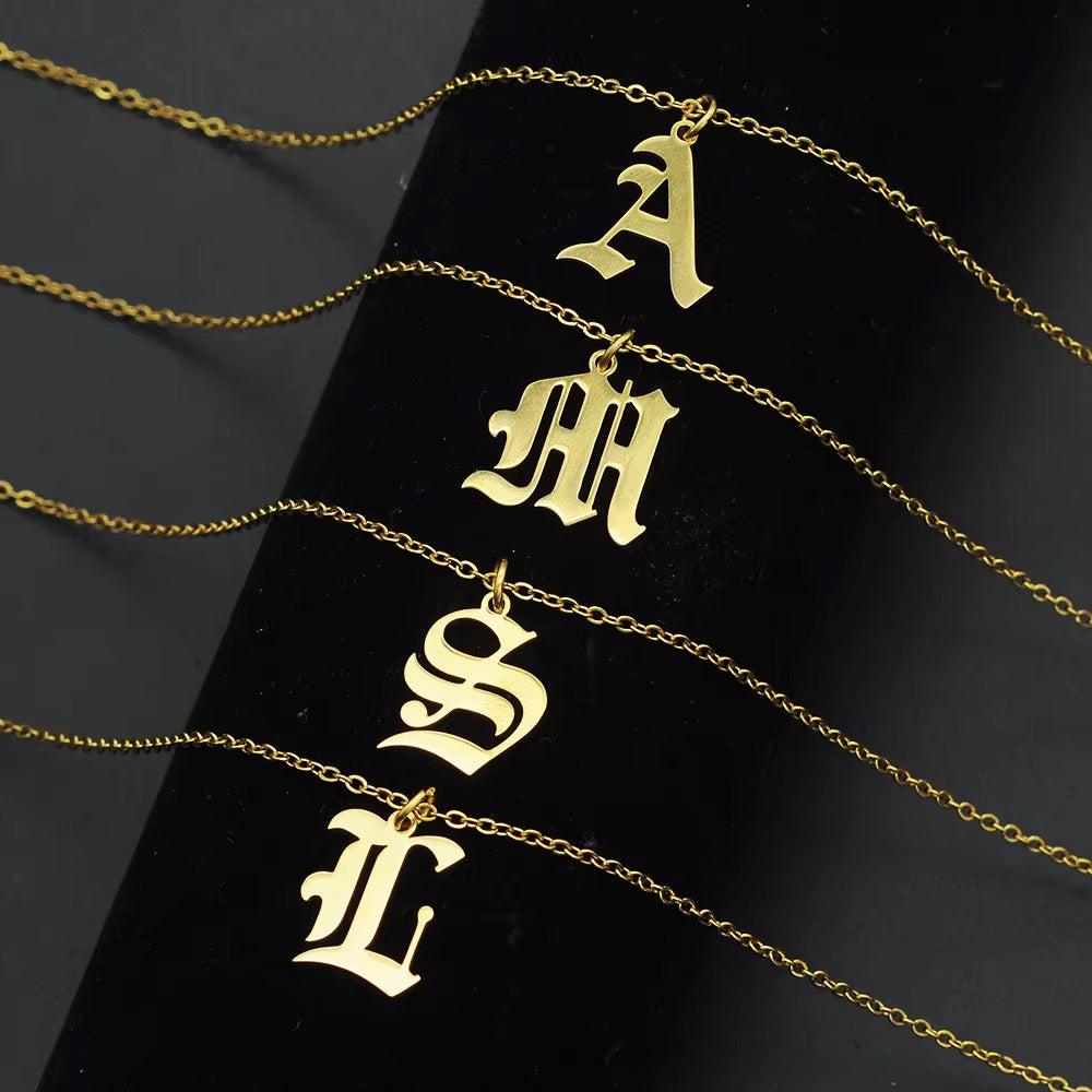 Old English Initial Pendant & Necklace