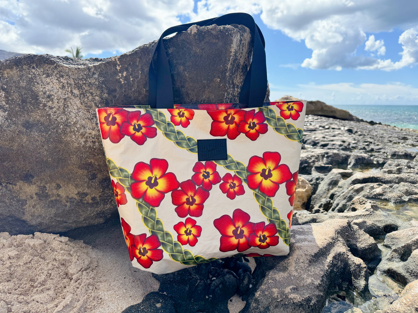 Reversible Tote - Hau & Braided Coconut Leaves