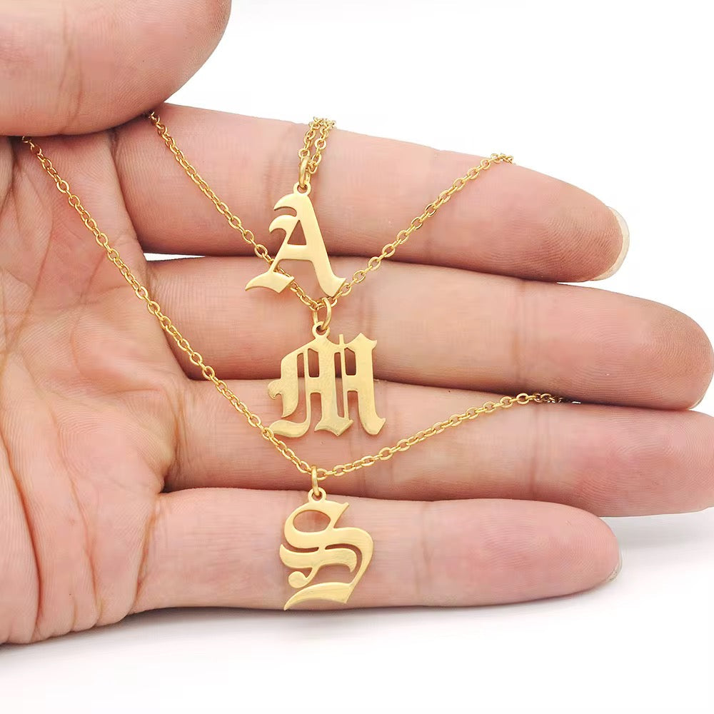 Old English Initial Pendant & Necklace