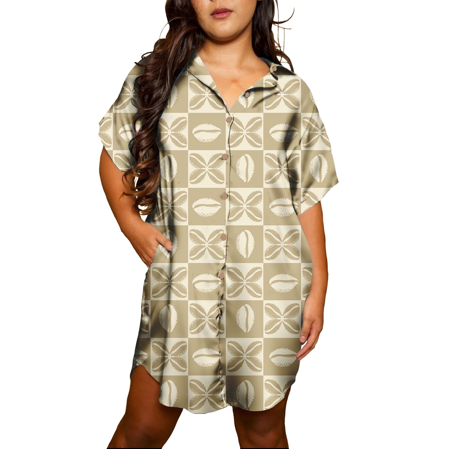 T-Shirt Dress - Tan Cowrie Kuiki