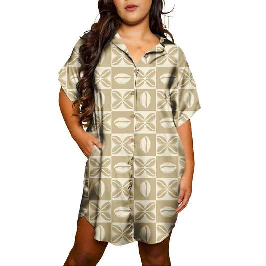 T-Shirt Dress - Tan Cowrie Kuiki