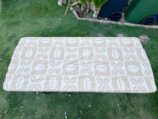 6 foot Table Cover - Checkered Cowrie Kuiki (Sand)