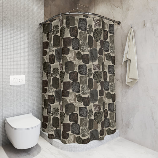 Shower Curtain - Palm Leaves & Lava Rocks
