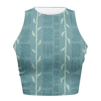 Crop Top - Rustic Leaves (blue)