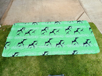 Protective 8ft Table Cover - Green Iwa Bird & Maile Lei