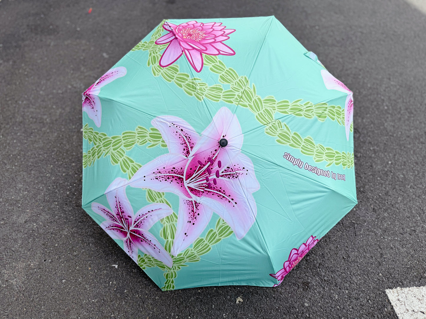UV Protective Umbrella - Pistachio Lily Lotus & Pikake