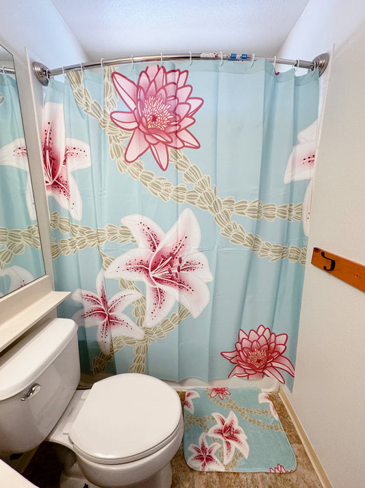 Shower Curtain (curtain only) - Pistachio Lily Lotus & Pikake