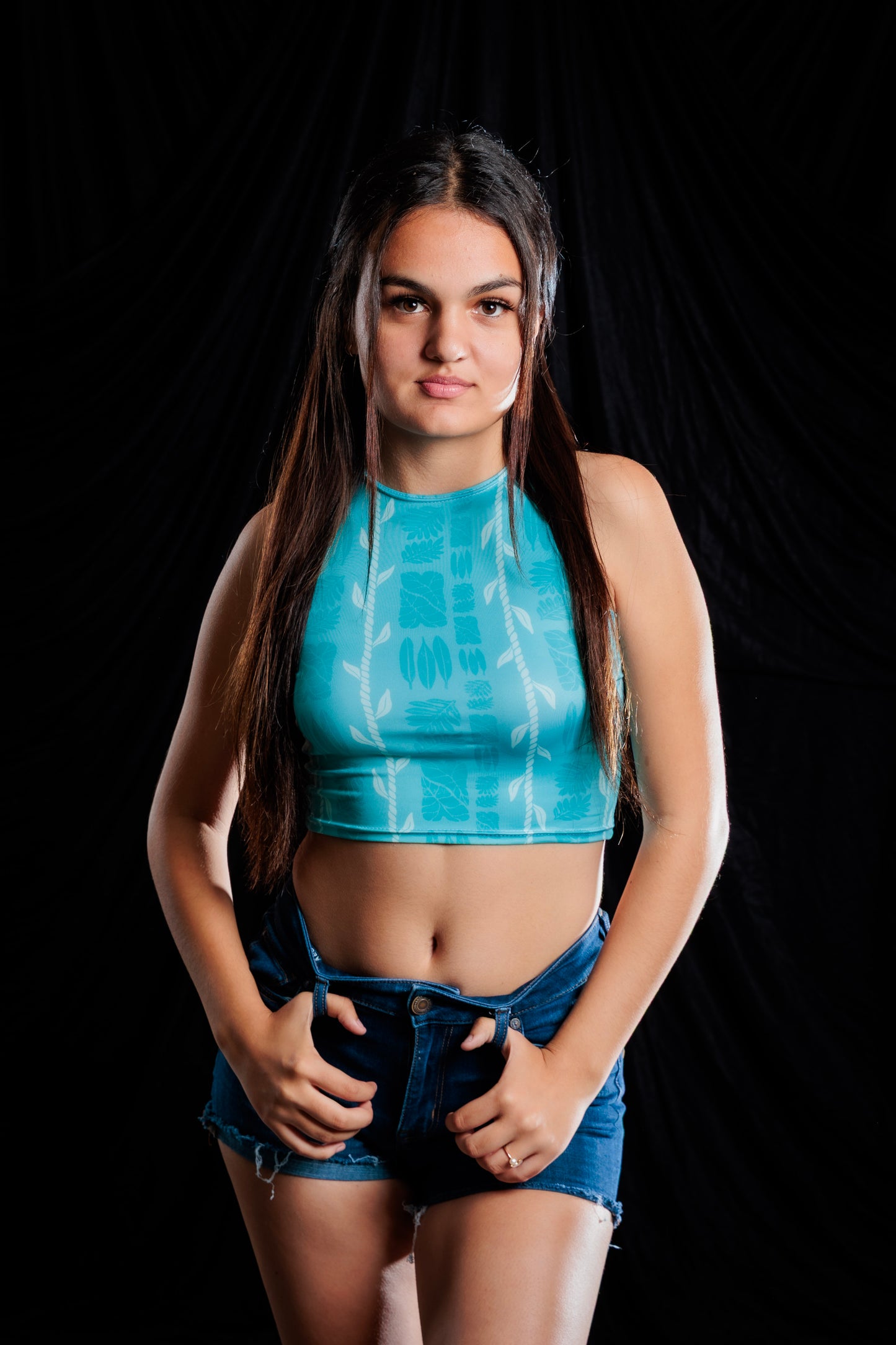 Crop Top - Rustic Leaves (blue)