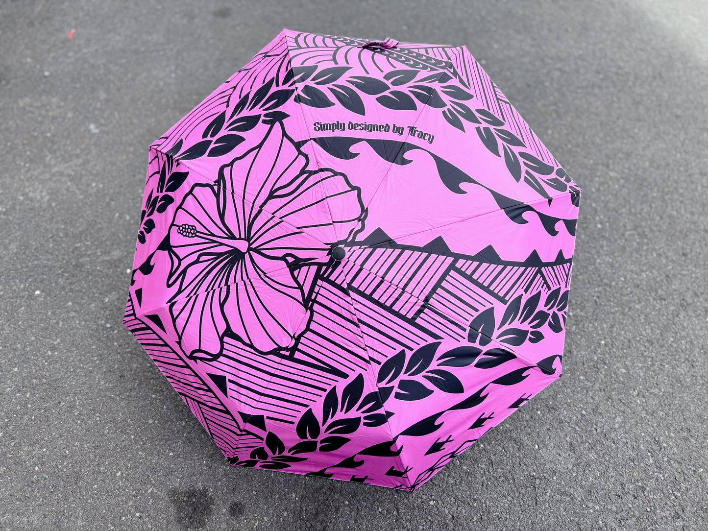 UV Protective Umbrella - Dusty Pink Hibiscus Tribal