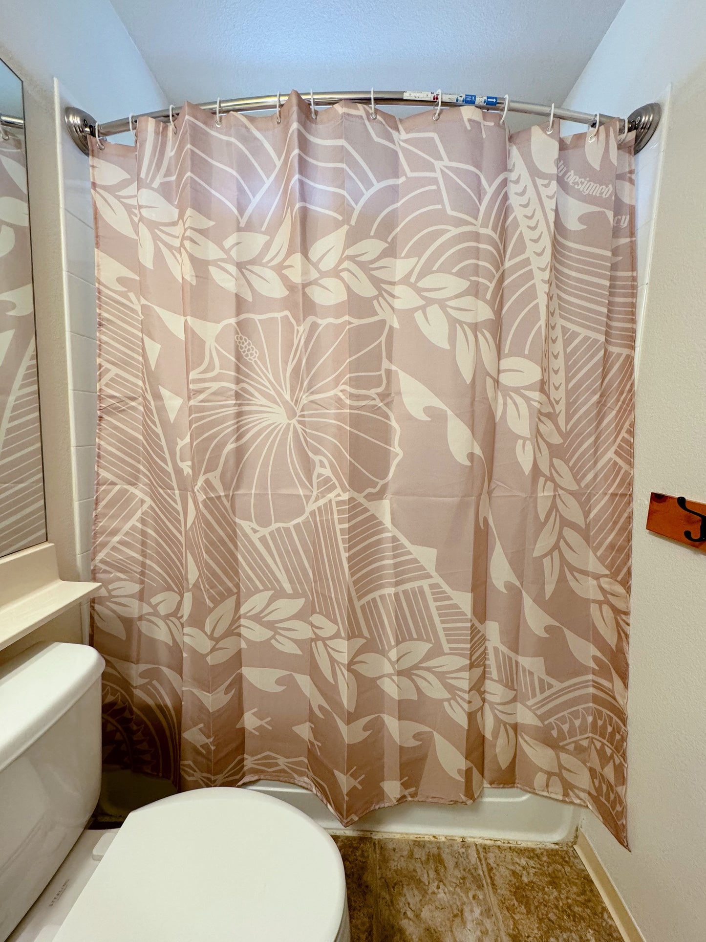 Shower Curtain (curtain only) - Caramel Hibiscus Tribal