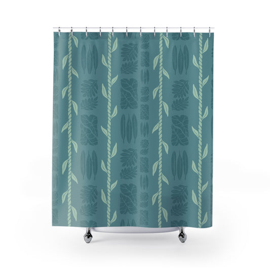 Shower Curtain - Rustic Leaves (Blue)