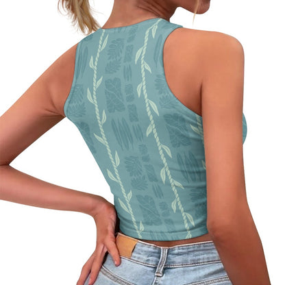 Crop Top - Rustic Leaves (blue)